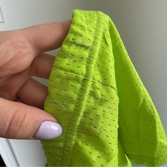 Y2K Malibu Beach Neon Green Mesh Micro Booty Shorts with Peace Sign M - Picture 6 of 6